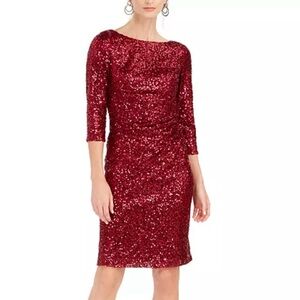 Sequin Red Long Sleeve Dress